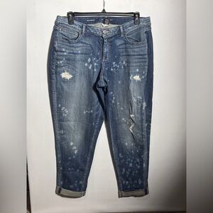 LANE BRYANT Boyfriend Distressed Acid Wash Blue Jeans Size 16
